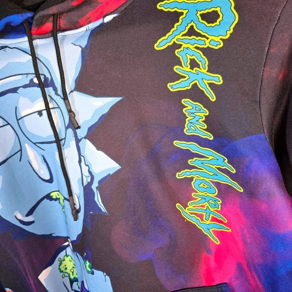Rick and Morty Members Only Hoodie Mens Small Trippy Galaxy Print Sublimation - Picture 7 of 15